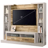 Tekkashop AMTV1550 Vintage Style 2 Tones Woodgrain (6 ft/177cm) Wall Panel TV Cabinet with Storage C