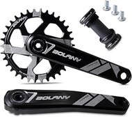 BOLANY Bike Cranksets Hollow Integrated 34/36T 170mm Single Speed Chainring Crankset with Bottom Bracket Compatible with MTB Road Gravel BMX Bike