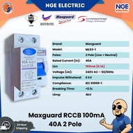 [READY STOCK-hot sale]DB| Maxguard ELCB RCCB 30mA/100mA 2POLE 40A/63A MAXGUARD AUTOMATIK KESELAMATAN