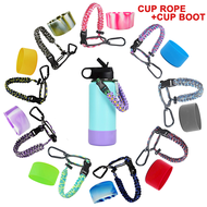 For Aquaflask Accessories Boot Paracord Handle Set - Fits Wide Mouth Bottles 12 to 24 oz, 32&amp;40 oz Protective Bottom Non-Slip Aqua flask Tumbler Boot Sleeve Cover &amp; Colored Cup Rope Set