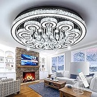 HAIXIANG 40inch Grand Chandeliers for Living Room LED Flush Mount Ceiling Light for Dining Room Bedroom Large Close to Ceiling Lights Interior Luxury Lighting Fixture Dimmable with Remote 3000-6000K