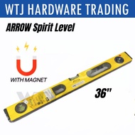 36" MAGNETIC | ARROW Aluminum Spirit Level Ruler & Measuring Level Ruler 3 Vials / Balance Ruler WAT