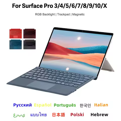 Detachable Backlight Ultra-Slim Type Cover Keyboard For Surface Pro 10/9/8/X,Keyboard For Microsoft 