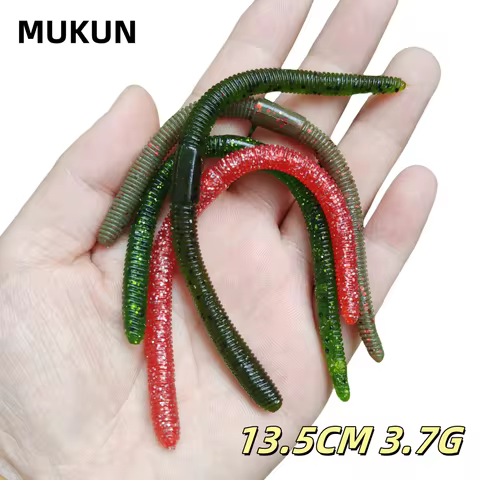 MUKUN 10PCS Soft Fishing Lure13.5cm Senko Worm Neko Rig Lures Flick Shake Earth Worm Artificial Bait