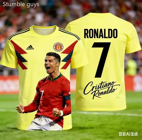 Men's Summer Outdoor Sport T-shirt Ronaldo #7 Breathable Moisture Wicking Jersey Kids Boys Clothes