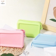 [pes] Silicone Organizer Cosmetic Bag Vintage Waterproof Smooth Zipper Earphone Holder Color Wallet 