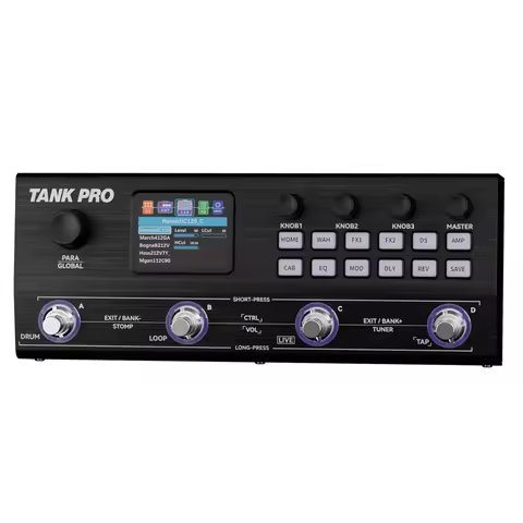 M-VAVE TANK PRO Multi-FX Pedal, 120 Presets, 90 Amp+Cab, 300+ FX, Looper, Drum, USB OTG Recording, X