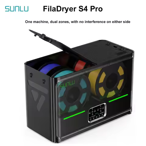 Sunlu FilaDryer S4 Pro Up to 85°C for 4 Rolls 1KG 1.75mm/2.85mm Filament Dual-zone Independent Heati