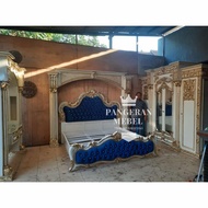 set kamar mewah putih gold (tempat tidur, nakas, lemari, meja rias)