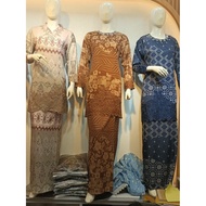 Modern Embroidered Dobby Silk Malay Kurung Tunic Skirt Set