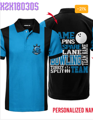Bowling Strike - Gift For Bowling Team, Players - Black Blue Custom Name Polo Shirt For Men &amp; Women NP1034