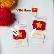 Fatherland flag keychain/Vietnamese flag keychain made of handmade wool