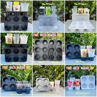 100 Trays for Gourd Cups / Dwarf Heart Cups 360–700ml – Sturdy Big Bottom – Tray for 4/6 Cups of Mil