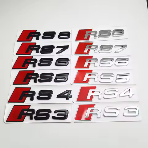 3d ABS Chrome Black Car Sticker Rear Trunk Logo for Audi RS3 RS4 RS5 RS6 RS7 RS8 Emblem RS 3 4 5 6 7