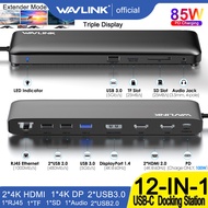 Wavlink 12-In-1 USB C แท่นวางมือถือแสดงผลสามจอปลั๊กแอนด์เพลย์ Universal Thunderbolt Type-C Displaypo