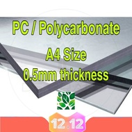 PC / Polycarbonate A4 Clear Sheet 0.5mm