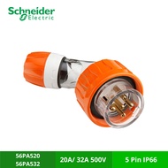 SCHNEIDER 56PA532/20 Angle Plugs , 500V 20A /32A - 5 Round Pins (IP66) Plugs and Extension Sockets