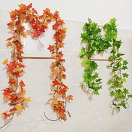 Simulation Green Plant Rattan Plastic Fake Flower Red Maple Leaf Green Radish Twisting Wall-Mounted 