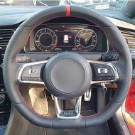 DIY Artificial leather Suede Carbon Fiber Customized Hand-stitched Car Steering Wheel Cover For Volk