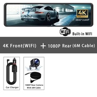 Dash cam 12 inch 4K 2160P Wifi Car DVR gương ống kính kép Dashcam IPS màn hình xe máy ảnh ổ đĩa ghi
