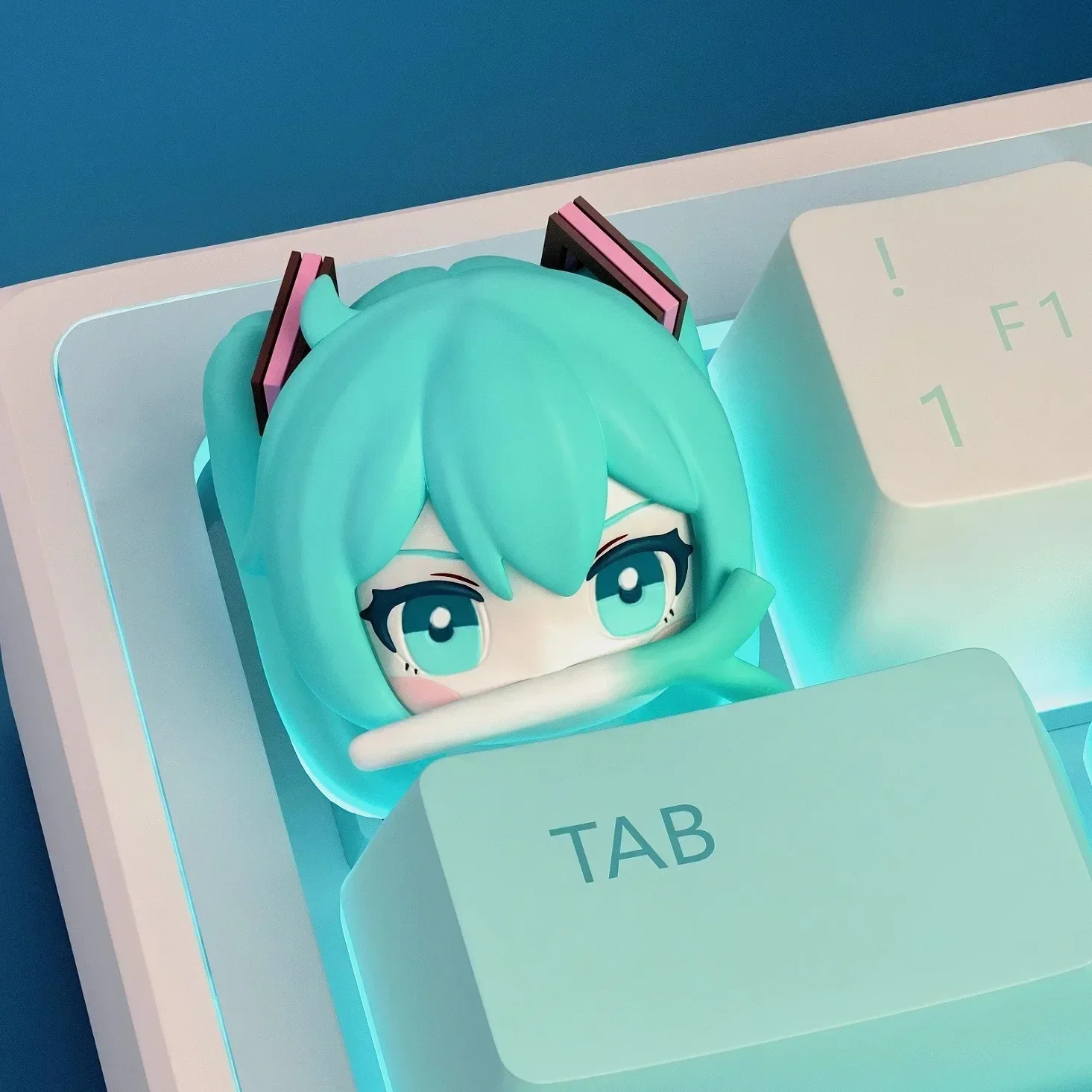 อะนิเมะ Keycaps Fufu VOCALOID Handmade DIY Custom Keycap เรซิ่น Artisan Keycaps สําหรับแป้นพิมพ์หมวก