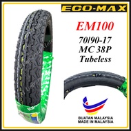 ECO-MAX TAYAR EM100 TUBELESS 70/90-17 80/90-17 TYRE MOTOSIKAL TT100 DUNLOP BUNGA TT TIRE MOTORCYCLE 