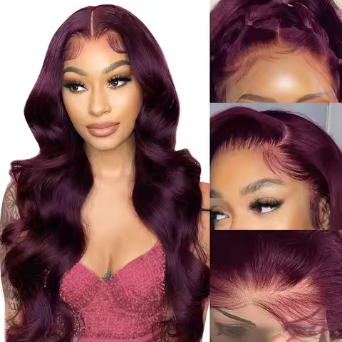 250Density 99J Burgundy Lace Frontal Wig 13x6 Body Wave Lace Front Wig HD Transparent 100% Human Hai