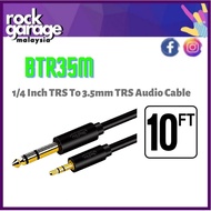 BTR35M 1/4 Inch TRS To 3.5mm TRS Audio Cable - 10 Feet