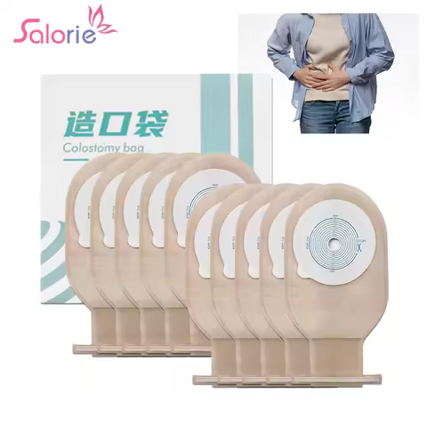 10pcs Colostomy Bags 65mm Hole One-piece Drainable Ostomy Bags Stoma Care Pouch With Clips Closure C