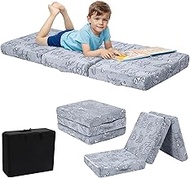 MeMoreCool Foldable Floor Mattress for Kids, Glow in The Dark Toddler Floor Nap Mat for Sleeping Daycare, Small Child Foldable Mattress Floor Bed, Trifold Futon Portable Tri Folding Mattress