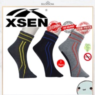 🍀🍀 [Ready Stock] 3Pair Bamboo Charcoal XSEN Deodorant Sock Stoking Bamboo (Crew Sock) XSK 71401