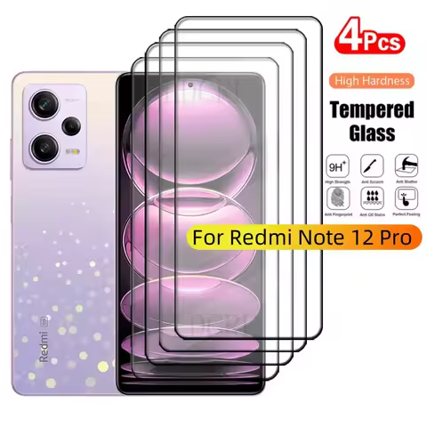 4Pcs For Redmi Note 12 Pro 5G Glass Redmi Note 12 Pro Glass 9H HD Full Cover Glue Screen Protector X