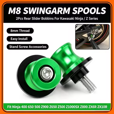 2Pcs M8 Swingarm Spools Rear Slider Bobbins For Kawasaki Ninja 400 650 500 Z900 Z650 Z500 Z1000SX Z8