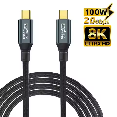 PD 100W USB 3.2 Type C Gen2 20Gbps 8K @ 60Hz Video Data Cord USB C to Type C Cable For iPhone 15 Pro