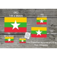 Waterproof Vinyi 🇲🇲 Myanmar 🇲🇲 National Flag Sticker (Free SG Singpost Mailing) + FOC Mini SG Flag