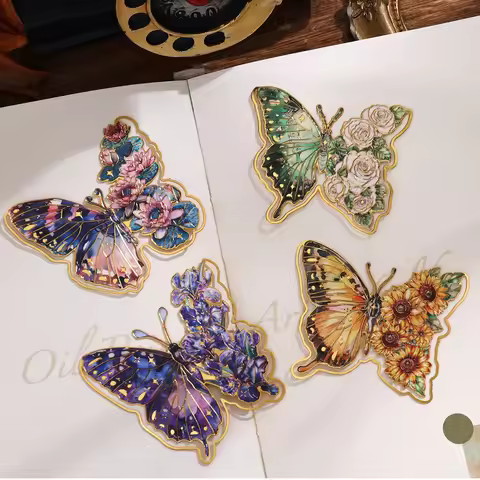 4 Pieces Metal Butterfly Bookmarks, Golden Clips Bookmark Oil Painting Theme Book Mark Bookmarks for