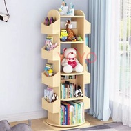 L0944實木旋轉書架 落地架 儲物架 多功能兒童繪本架 玩具收納櫃 置物架 儲物櫃 可移動書櫃bookcase全新包運送