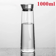 1/1.5L Glass Water Bottle with Stainless Steel Lid Outdoor Protable Large Capacity Straight Drinking