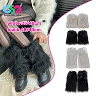 Fur leg warmers knitted Fur leg Warmer 40 25CM Winter Furry Long Boot Cuffs-Leg Warmer