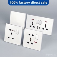 Universal 3pin wall socket with usb Type C 13A 250V,1/2/3gang 2Way Switch,86*146mm PC Panel,Universa