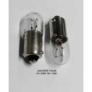 JOLLY BA9S T10X28 6.3V 1W, 6.3V 2W, 6.3V 3W, 6.3V 5W DC MINIATURE FILAMENT INDICATOR BULB