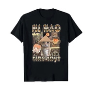 Cute Cat in Conical Short Sleeve Men's T-shirt Hat with Old Tao and Funny Shirt Taoist Master Text H