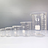 🔅beaker บีกเกอร์ แก้ว ขนาด 25 ml 50ml 100ml 250ml 1000ml  Glass Beaker (Borosilicate Glass)