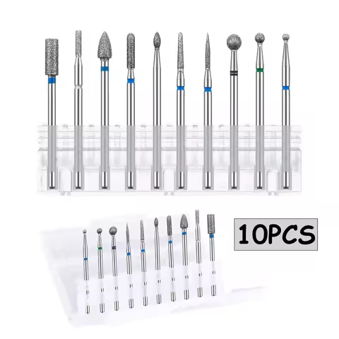 10-Piece Professional Nail Drill Bit Set: Tungsten Carbide Diamond Tips for E-File, Manicure & Pedic