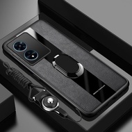 For OPPO A97 5G A98 5G Phone Case Armor Car Magnetic Metal Finger Ring Stand Holder Soft Frame Shock