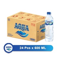 Air Mineral Aqua botol 600 ml 1 Dus isi 24 pcs