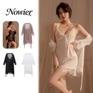 Nowier Lingerie For Women Large Size Three Piece Mesh Dress Sling Mesh Nightgown 大碼女裝上衣2025新款