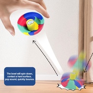 Colorful Camouflage Bounce Bowl Half Ball Toy with Light - Pop Fidget Spinning Toy for Kids