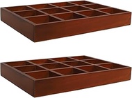 Nsmykhg Wooden Drawer Organizer, 2 Pack 12 Grid Sorting Tray for Arts & Crafts, Stationery, Small It