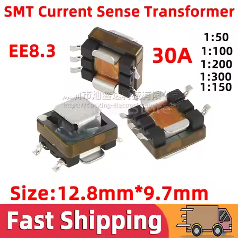 5Pcs SMD EE8.3 Type SMT 30A High Current Sense Sensor Transformer Turns Ratio 1:50 1:100 1:150 1:200